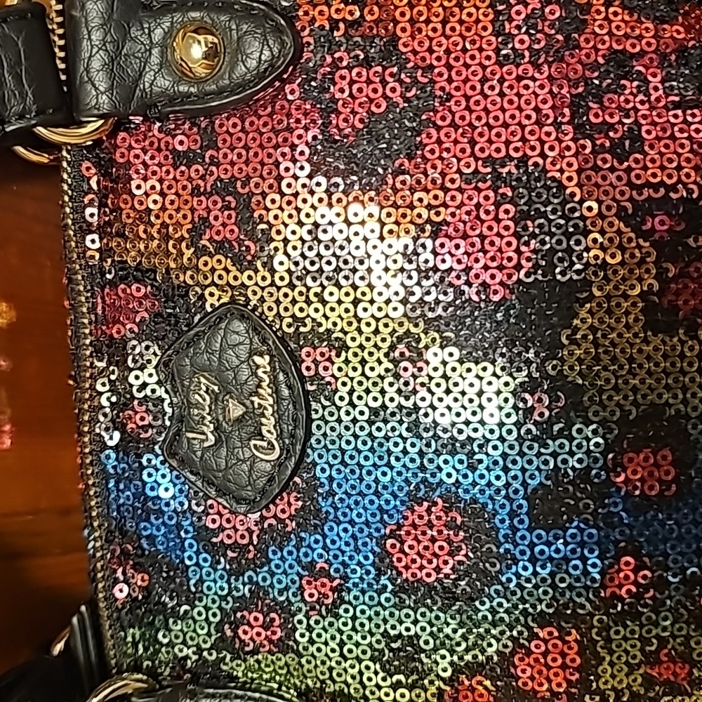 Juicy Couture Rainbow Sequin Leopard Tote with Black Trim - Picture 2 of 6